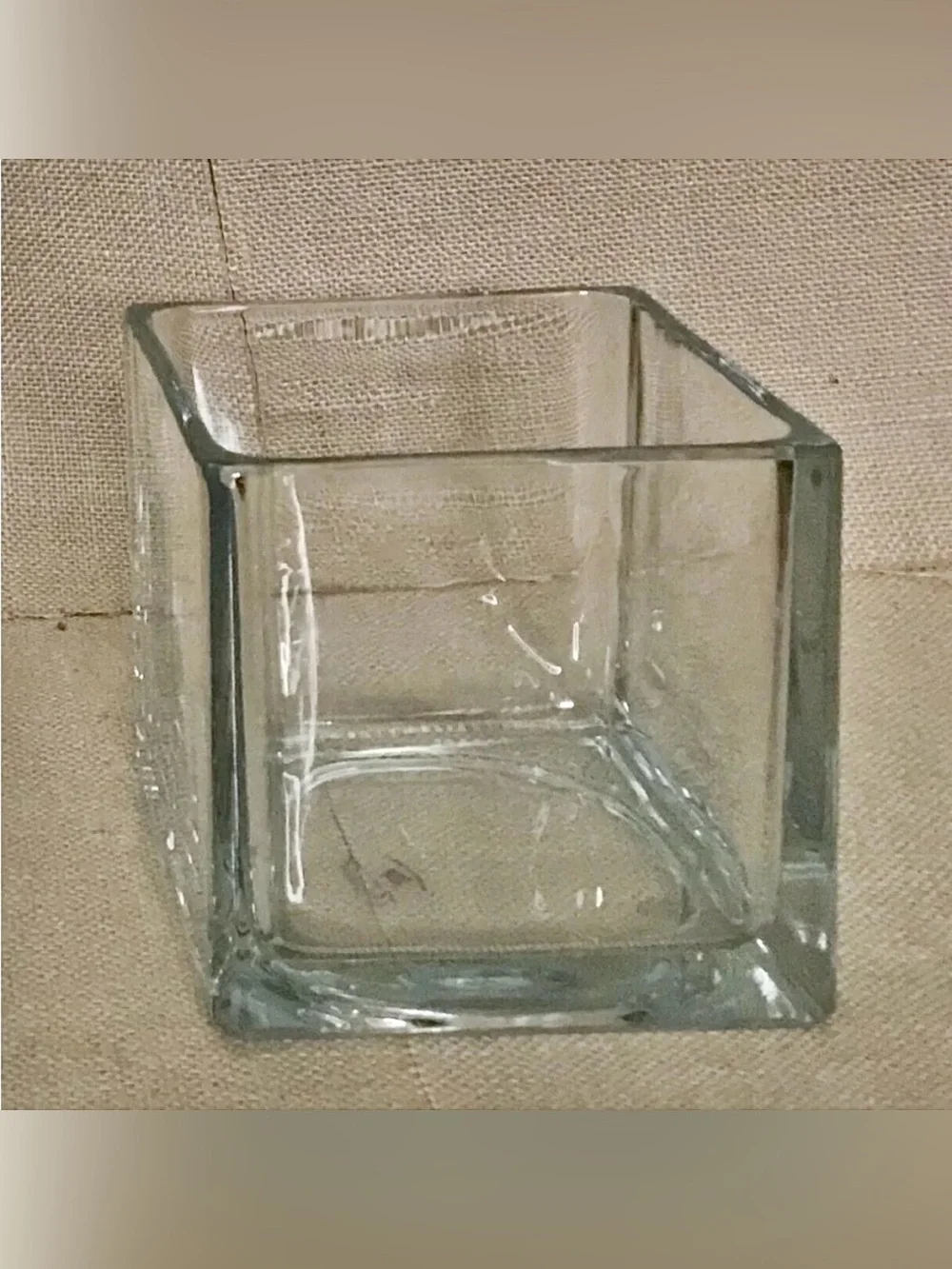 Syndicate Clear Mexican Glass Cube Block Vase Planter Minimalist Modern